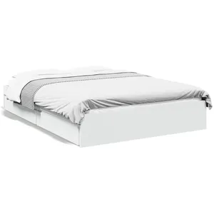 vidaXL Vidaxl Cadre De Lit Avec Tiroirs Sans Matelas Blanc 140x200 Cm pas cher