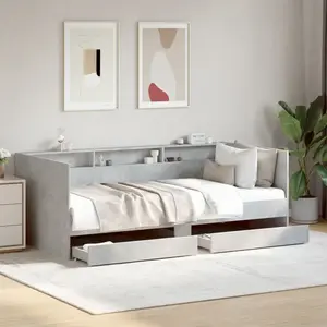vidaXL Vidaxl Lit De Jour Avec Tiroirs Sans Matelas Gris Béton 100x200 Cm pas cher