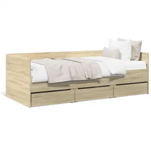 VidaXL Slaapbank met lades zonder matras 100x200cm sonoma eikenkleurig3280813 pas cher