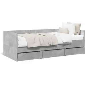 vidaXL Vidaxl Lit De Jour Avec Tiroirs Sans Matelas Gris Béton 100x200 Cm pas cher