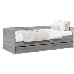 VidaXL Slaapbank met lades zonder matras 100x200 cm grijs sonoma eiken3280816 pas cher