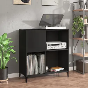 vidaXL Cadre de lit avec tiroir noir 90x190 cm bois d'ingénierie pas cher
