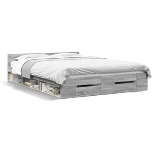 Comparateur de prix : vidaXL Cadre de lit et tiroirs sonoma gris 140x190 cm bois ingénierie