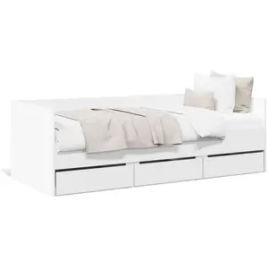 vidaXL Vidaxl Lit De Jour Avec Tiroirs Sans Matelas Blanc 90x200 Cm pas cher