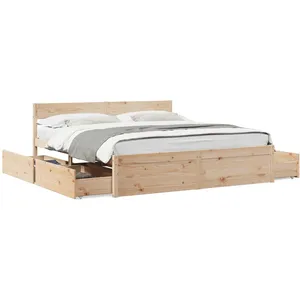 Comparateur de prix : vidaXL Cadre de lit avec tiroirs 200x200 cm bois massif de pin