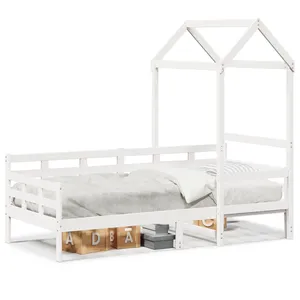 vidaXL Lit de jour avec toit blanc 80x200 cm bois de pin massif pas cher