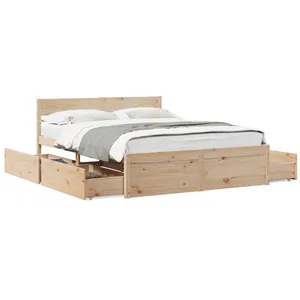 Comparateur de prix : vidaXL Cadre de lit avec tiroirs 160x200 cm bois massif de pin