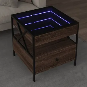vidaXL Table basse avec LED Infinity chêne marron 50x50x51 cm pas cher