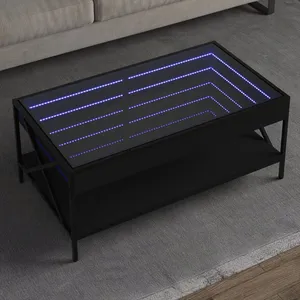 vidaXL Table basse avec LED infini noir 90x50x38 cm pas cher