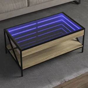 vidaXL Table basse avec LED infini chêne sonoma 90x50x38 cm pas cher