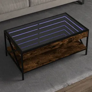 vidaXL Table basse avec LED Infinity chêne fumé 90x50x38 cm pas cher
