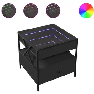 vidaXL Table basse avec LED Infinity noir 50x50x51 cm pas cher