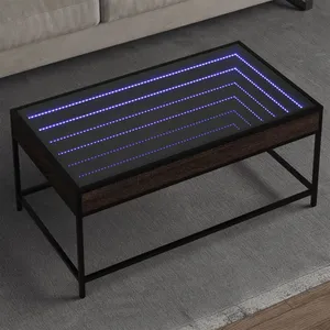 vidaXL Table basse avec LED Infinity chêne marron 90x50x41 cm pas cher