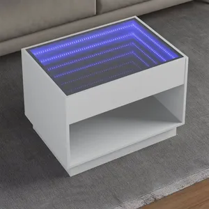 vidaXL Table basse avec LED infini blanc 70x50x50 cm pas cher