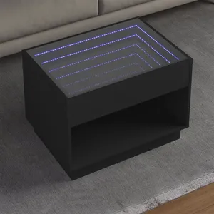 vidaXL Table basse avec LED infini noir 70x50x50 cm pas cher