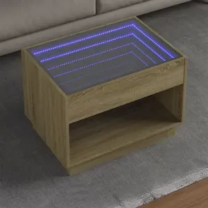 vidaXL Table basse avec LED infini chêne sonoma 70x50x50 cm pas cher