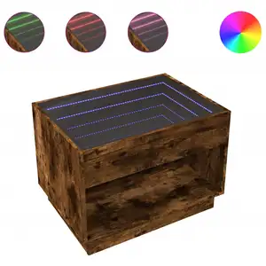 vidaXL Table basse avec LED infini chêne fumé 70x50x50 cm pas cher