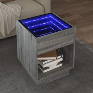 vidaXL Table basse avec LED infini sonoma gris 40x40x50 cm pas cher