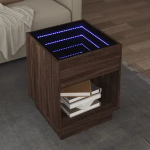 vidaXL Table basse avec LED infini chêne marron 40x40x50 cm pas cher