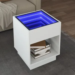 vidaXL Table basse avec LED infini blanc 40x40x50 cm pas cher