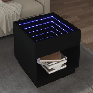 vidaXL Table basse avec LED infini noir 50x50x50 cm pas cher