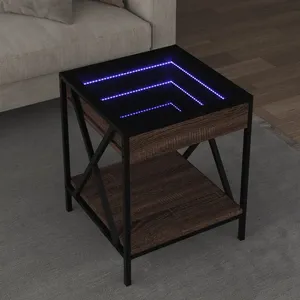 vidaXL Table basse avec LED Infinity chêne marron 40x40x49 cm pas cher