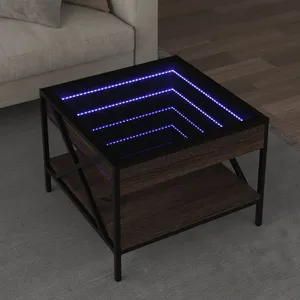 vidaXL Table basse avec LED Infinity chêne marron 50x50x38 cm pas cher