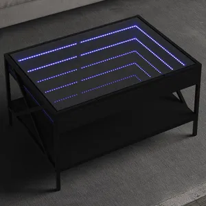 vidaXL Table basse avec LED infini noir 70x50x38 cm pas cher