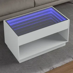 vidaXL Table basse avec LED infini blanc 90x50x50 cm pas cher
