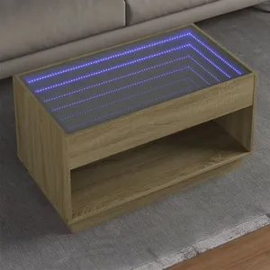 vidaXL Table basse avec LED infini chêne sonoma 90x50x50 cm pas cher