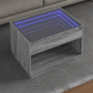 vidaXL Table basse avec LED infini sonoma gris 70x50x50 cm pas cher