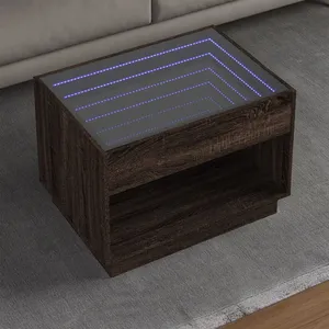 vidaXL Table basse avec LED infini chêne marron 70x50x50 cm pas cher