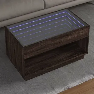 vidaXL Table basse avec LED infini chêne marron 90x50x50 cm pas cher