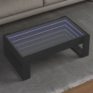 vidaXL Table basse avec LED infini noir 90x53x30 cm pas cher