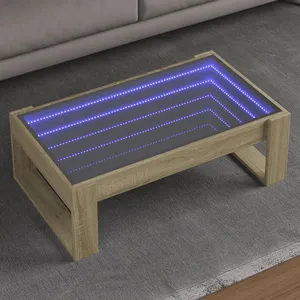 vidaXL Table basse avec LED infini chêne sonoma 90x53x30 cm pas cher