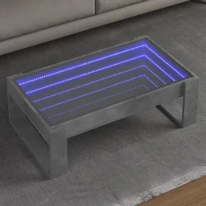 vidaXL Table basse avec LED infini gris béton 90x53x30 cm pas cher