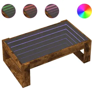 vidaXL Table basse avec LED infini chêne fumé 90x53x30 cm pas cher