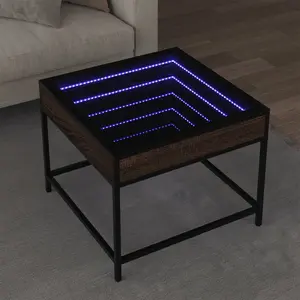 vidaXL Table basse avec LED Infinity chêne marron 50x50x41 cm pas cher