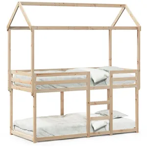 vidaXL Lit superposé avec toit 90x200 cm bois de pin massif pas cher