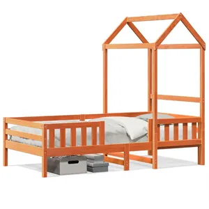 vidaXL Cadre de lit avec toit cire marron 90x200 cm bois de pin massif pas cher