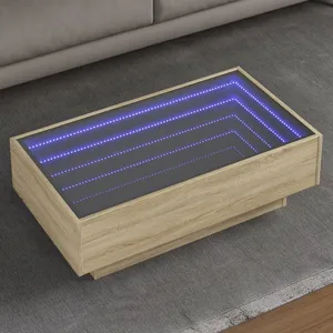 vidaXL Table basse avec LED chêne sonoma 90x50x30 cm bois d'ingénierie pas cher