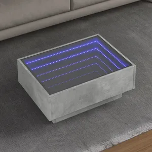 vidaXL Table basse avec LED gris béton 70x50x30 cm bois d'ingénierie pas cher
