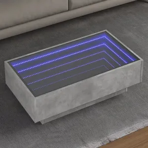 vidaXL Table basse avec LED gris béton 90x50x30 cm bois d'ingénierie pas cher