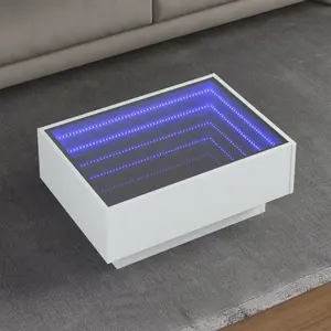 vidaXL Table basse avec LED blanc 70x50x30 cm bois d'ingénierie pas cher