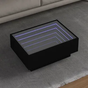 vidaXL Table basse avec LED noir 70x50x30 cm bois d'ingénierie pas cher