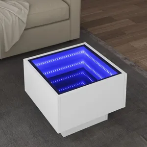 Comparateur de prix : vidaXL Table d'appoint avec LED blanc 40x40x30 cm bois d'ingénierie