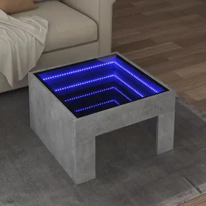 vidaXL Table basse avec LED infini gris béton 50x50x30 cm pas cher