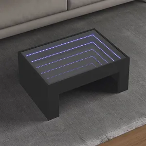 vidaXL Table basse avec LED infini noir 70x50x30 cm pas cher