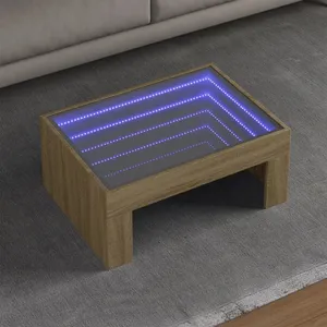 vidaXL Table basse avec LED infini chêne sonoma 70x50x30 cm pas cher