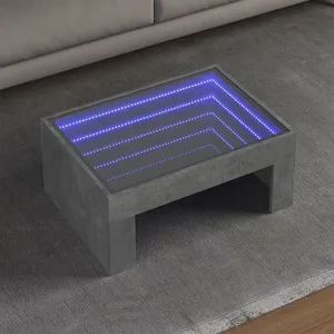 vidaXL Table basse avec LED infini gris béton 70x50x30 cm pas cher